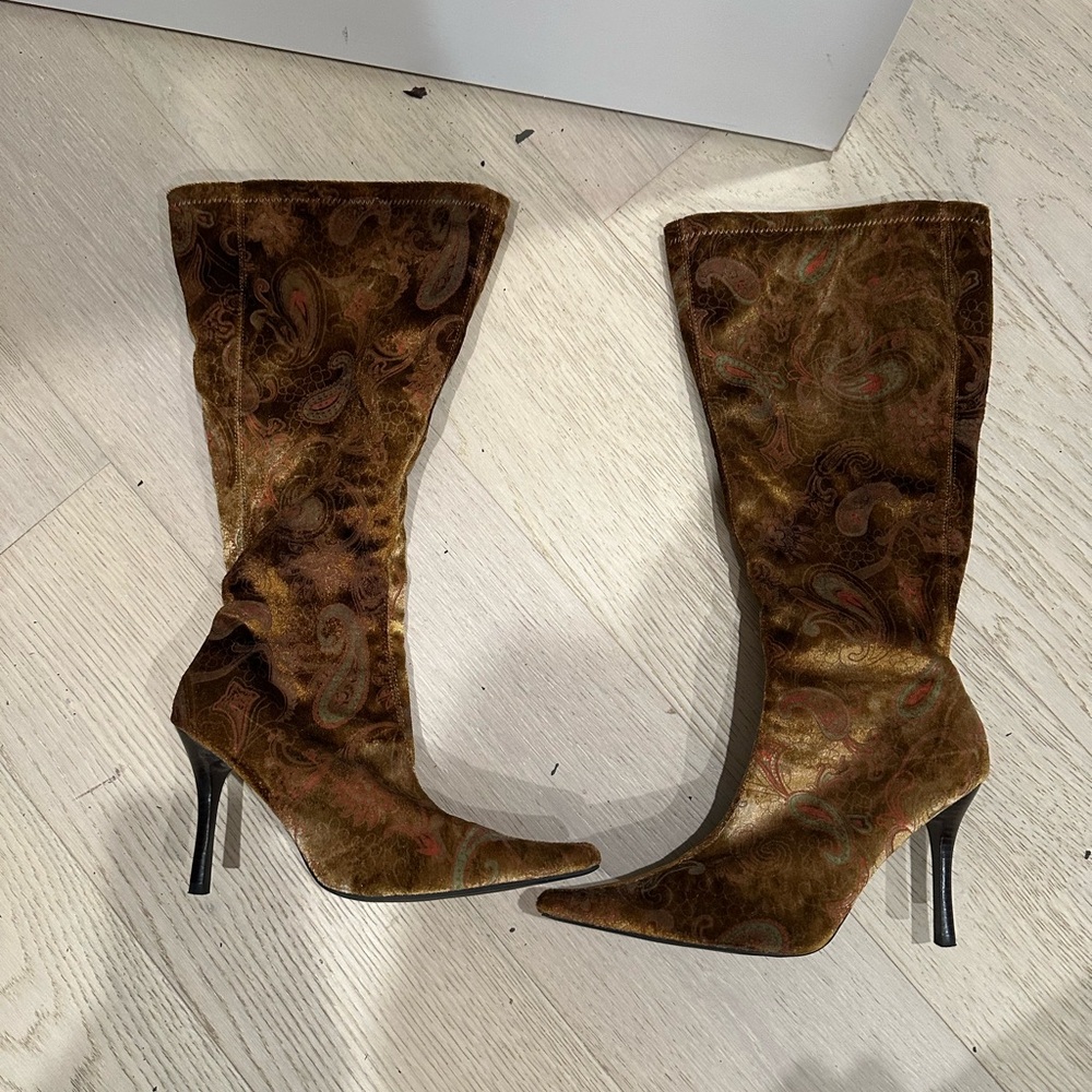 Bakers Copper Brown Paisley Heeled Boots
